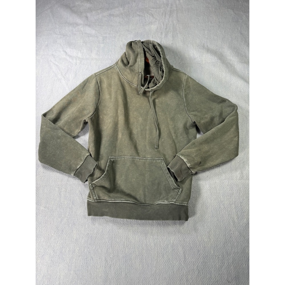 RSQ Mens Mineral Wash Pullover Hoodie Olive Green Fleece Sweatshirt Small
